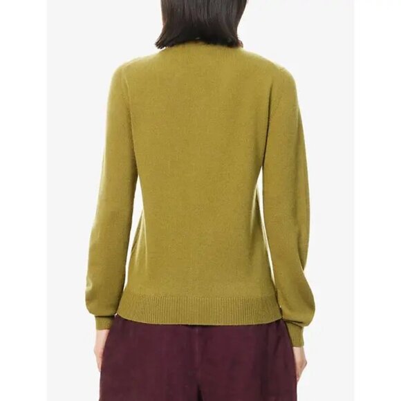 Miu Miu striped-collared knitted-logo cashmere cardigan - Picture 2 of 14